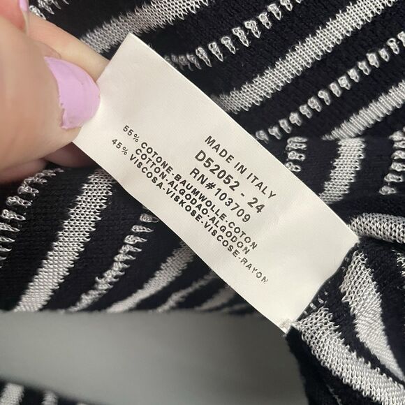 Armani Collezioni Italy Striped Navy White Top Women's L Long Sleeve Pullover - Picture 12 of 16